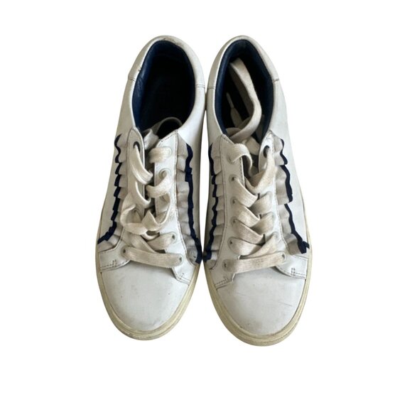 TORY BURCH Sport White Leather Ruffle Sneakers Size 6.5 - Picture 2 of 7